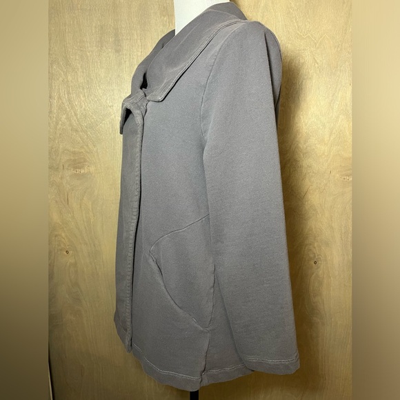 J. Jill Pure Jill Gray Asymmetric Draped Collar Jacket MP - Picture 6 of 11